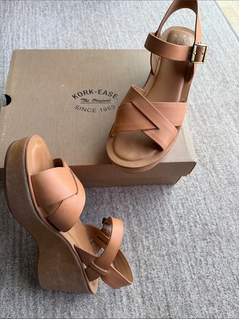 Kork-Ease Ava Ankle-Strap Wedges. Size EU 39 / US 9.